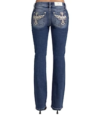 Miss Me Winged Cross Embroidered Mid Rise Bootcut Jeans
