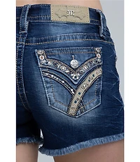 Miss Me X Embellished Flap Back Pocket Denim Jean Shorts