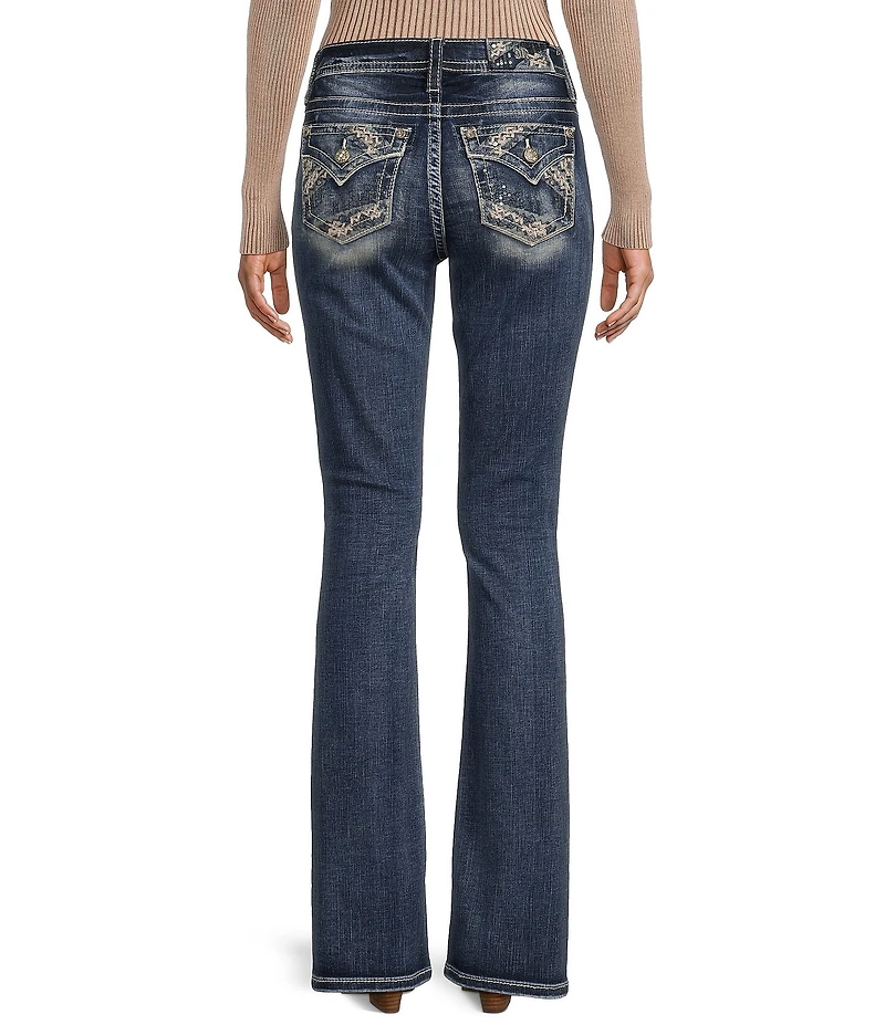 Miss Me Zig Zag Embellished Flap Pocket Design Bootcut Jeans