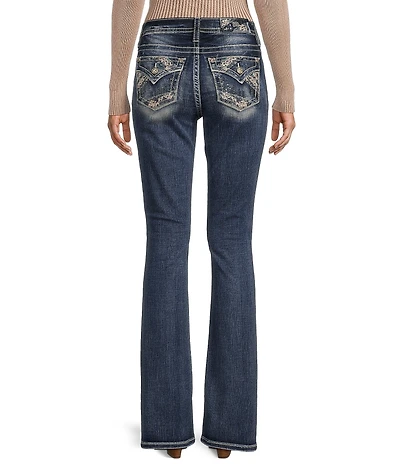 Miss Me Zig Zag Embellished Flap Pocket Design Bootcut Jeans