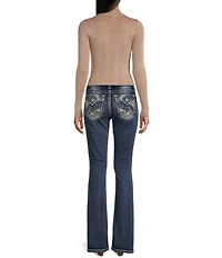 Miss Me Zig Zag Embellished Flap Pocket Design Bootcut Jeans
