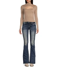 Miss Me Zig Zag Embellished Flap Pocket Design Bootcut Jeans