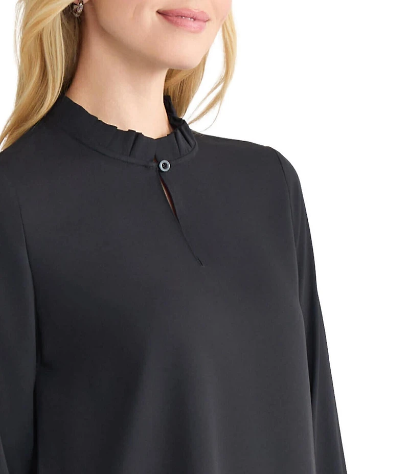 MISSOK Crepe De Chine Ruffle Neck Long Sleeve Blouse
