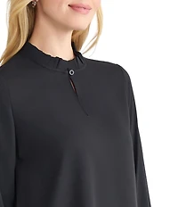 MISSOK Crepe De Chine Ruffle Neck Long Sleeve Blouse