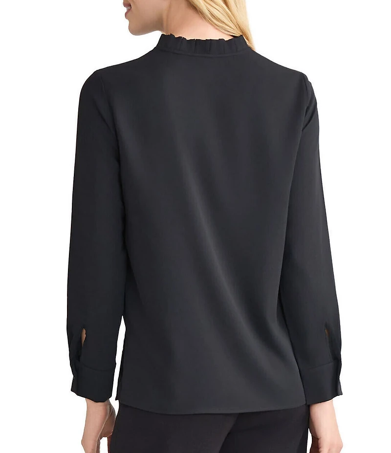 MISSOK Crepe De Chine Ruffle Neck Long Sleeve Blouse