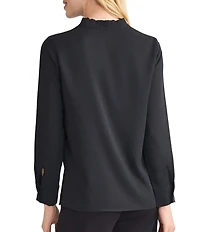 MISSOK Crepe De Chine Ruffle Neck Long Sleeve Blouse