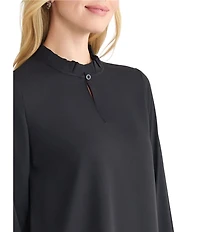 MISSOK Crepe De Chine Ruffle Neck Long Sleeve Blouse