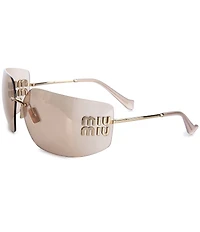 Miu Miu Women's MU 54YS80-Z 80mm Wrap Mirrored Sunglasses