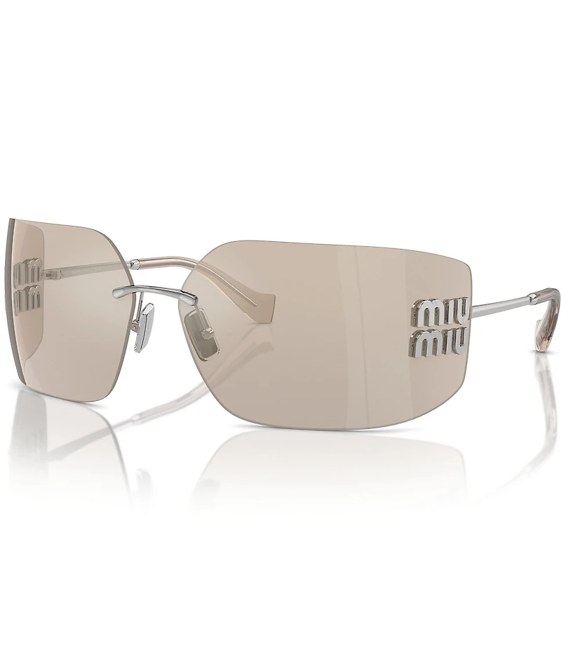 Miu Miu Women's MU 54YS80-Z 80mm Wrap Mirrored Sunglasses