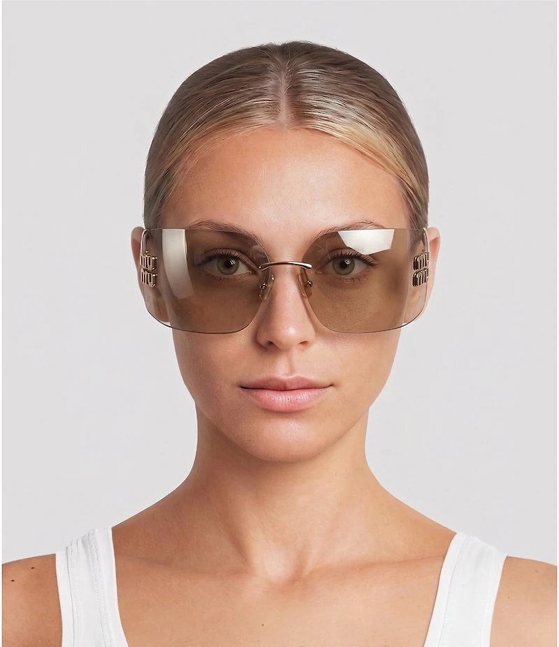 Miu Miu Women's MU 54YS80-Z 80mm Wrap Mirrored Sunglasses