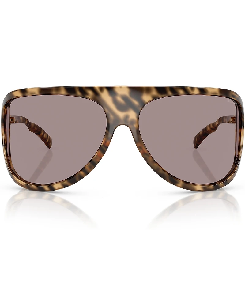 Miu Miu Women's MU A01S75-X 75mm Havana Wrap Statement Shield Sunglasses