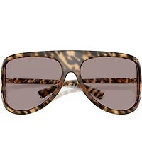 Miu Miu Women's MU A01S75-X 75mm Havana Wrap Statement Shield Sunglasses