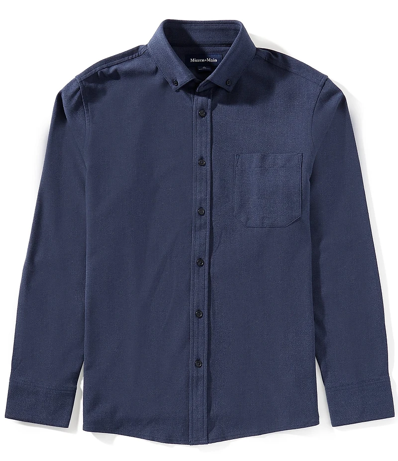 Mizzen+Main City Flannel Heather Performance Stretch Long Sleeve Woven Shirt
