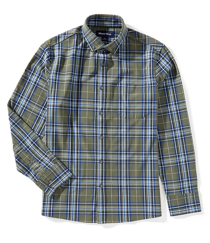 Mizzen+Main City Flannel Plaid Performance Stretch Long Sleeve Woven Shirt