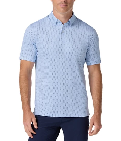 Mizzen+Main Cloud Blue Dot Short Sleeve Polo Shirt