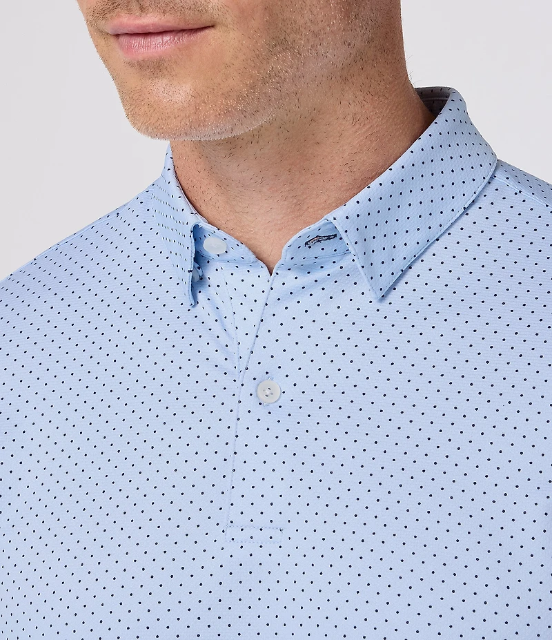 Mizzen+Main Cloud Blue Dot Short Sleeve Polo Shirt