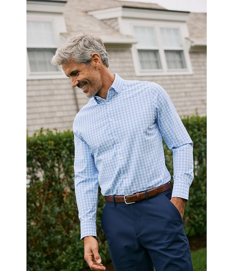 Mizzen+Main Leeward Gingham Performance Stretch Long-Sleeve Woven Shirt