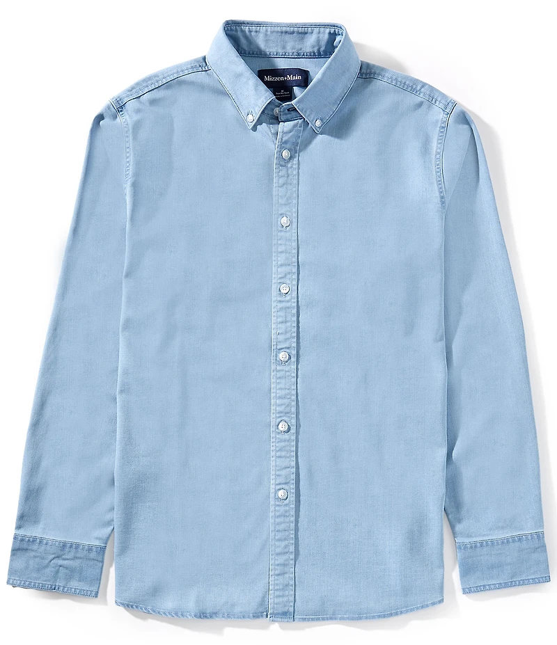 Mizzen+Main Nash Chambray Performance Stretch Long Sleeve Woven Shirt