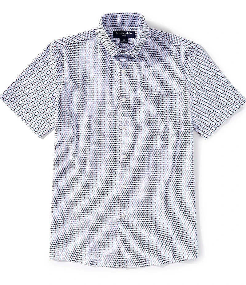 Mizzen+Main Performance Stretch Leeward Circle Print Short Sleeve Woven Shirt