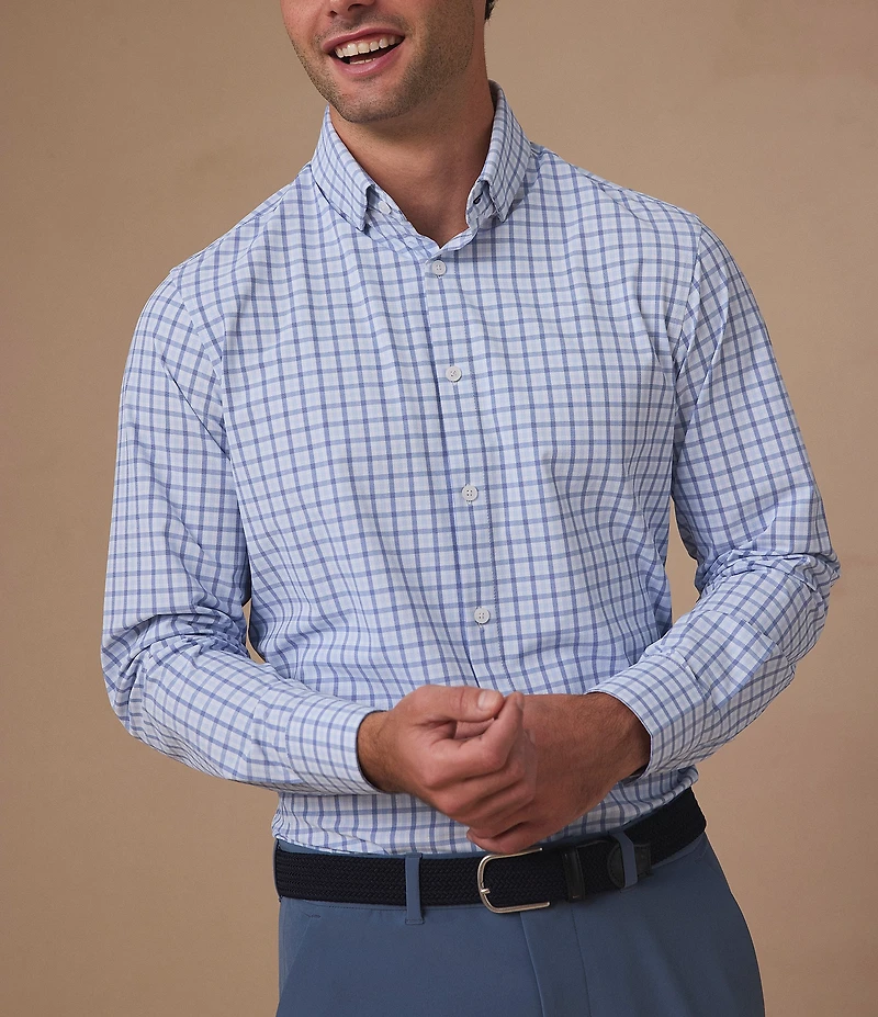 Mizzen+Main Performance Stretch Leeward Miles Plaid Long Sleeve Woven Shirt