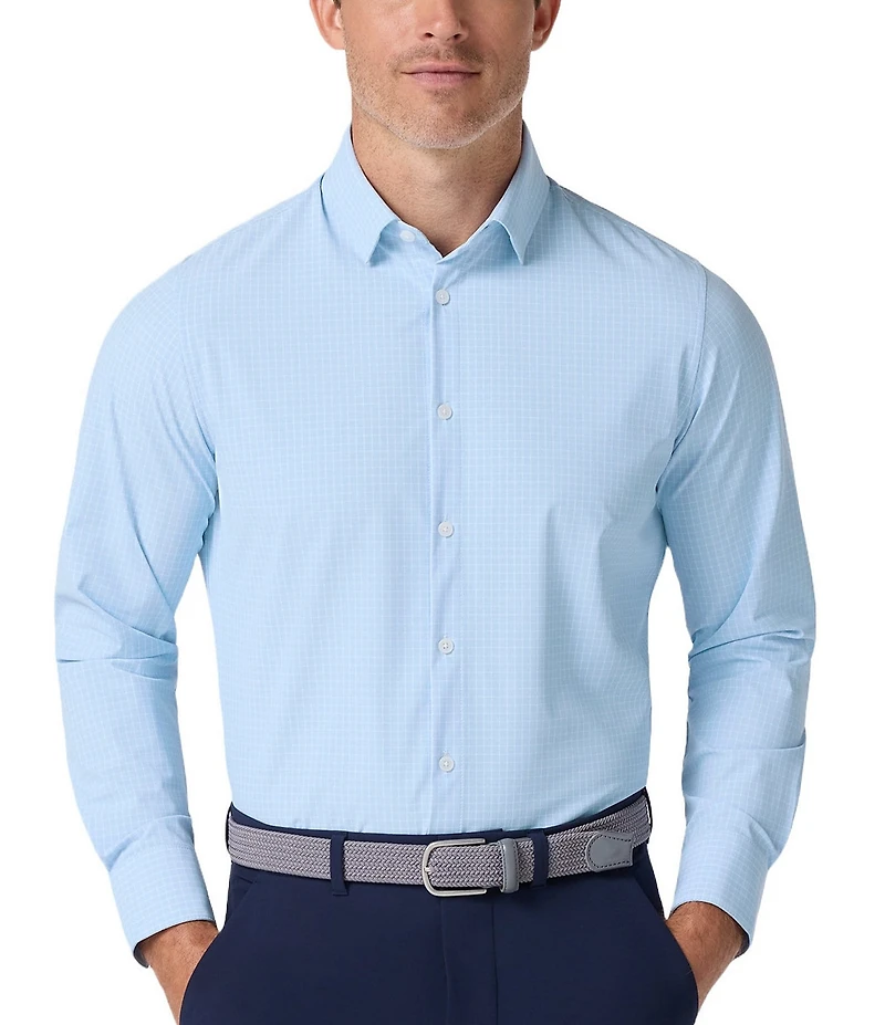 Mizzen+Main Performance Stretch Leeward Mini Grid Long Sleeve Woven Shirt