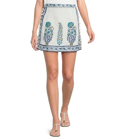 Mo Maya Amalfi Cotton Linen Blend Coordinating Mini Skirt