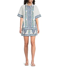 Mo Maya Amalfi Cotton Linen Blend Coordinating Mini Skirt