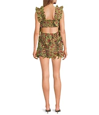 Mo Maya Crazy Bird Sweetheart Neckline Sleeveless Multi-Way Smocked Mini Dress