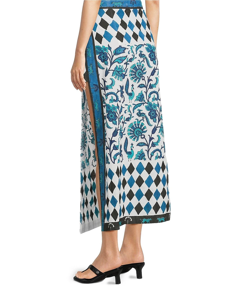 Mo Maya Emma Side Slit Printed Long Skirt