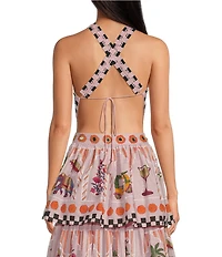 Mo Maya Jaipur Kite Cropped Halter Printed Coordinating Top