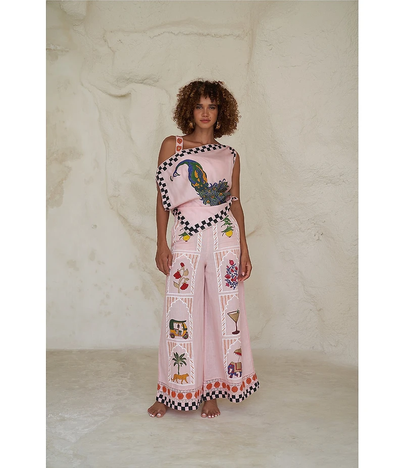 Mo Maya Jaipur Printed Flare High Rise Coordinating Pants