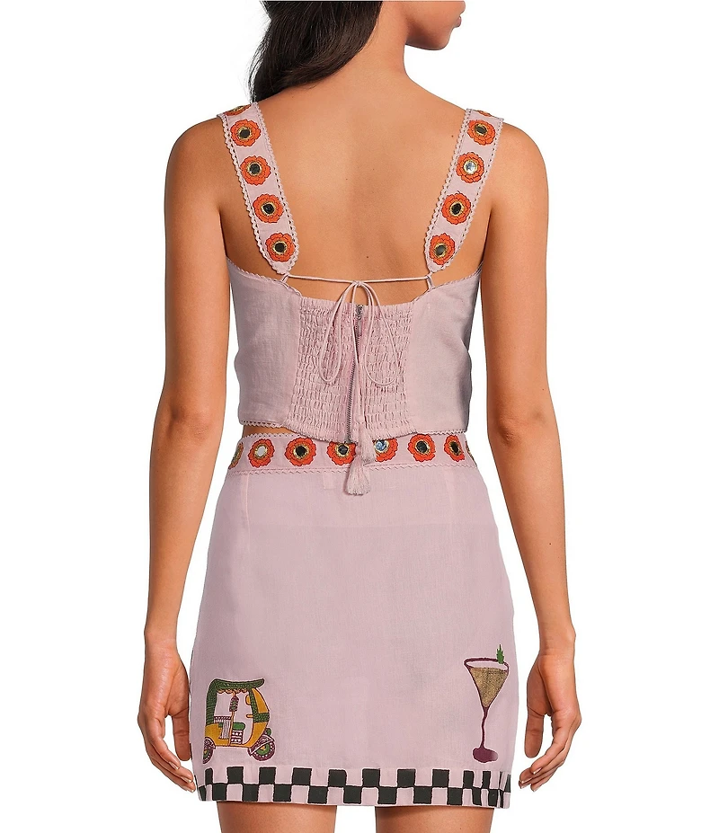 Mo Maya Jaipur Square Neck Cropped Bra Coordinating Top