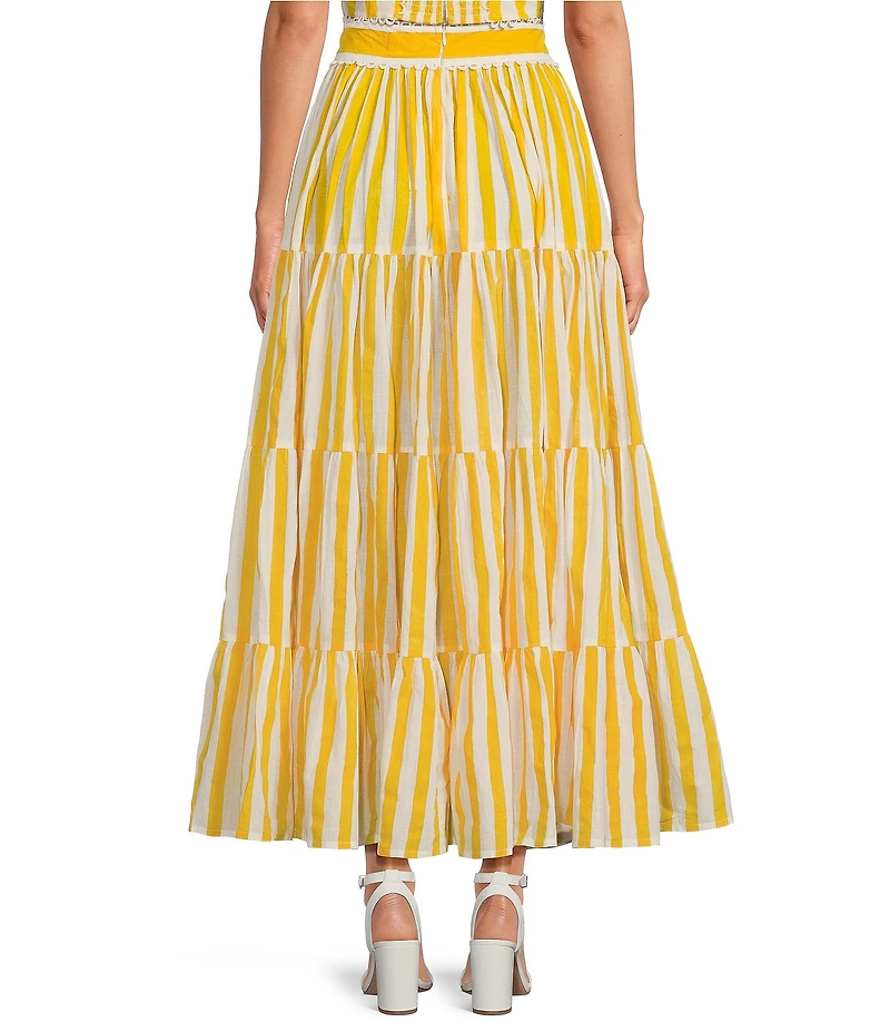 Mo Maya Coordinating Le Soleil Stripe Print Maxi Skirt