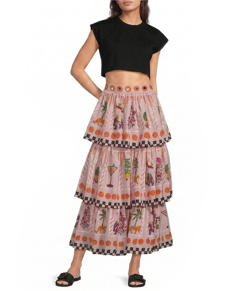 Mo Maya Leo Crop Embroidered Tee