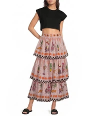 Mo Maya Leo Crop Embroidered Tee
