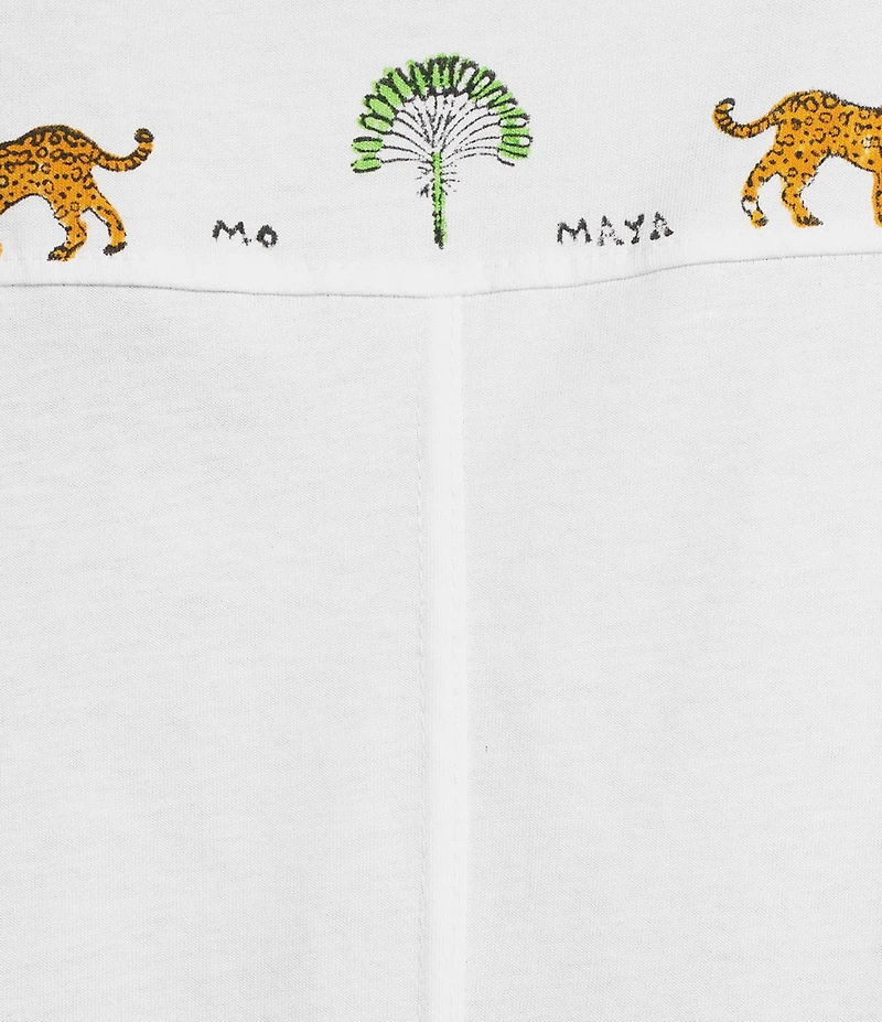 Mo Maya Leo Short Cap Sleeve Crew Neck Crop Tee