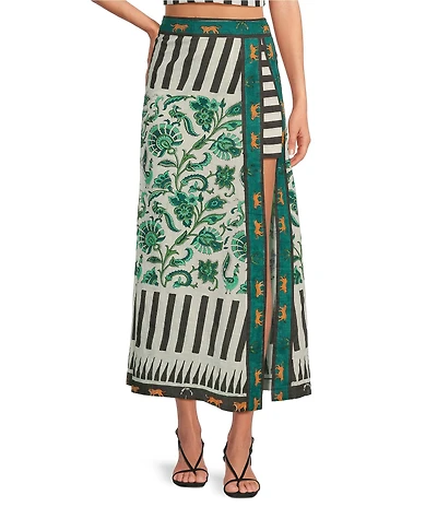 Mo Maya Mojo Hand Printed Open Coordinating Midi Skirt