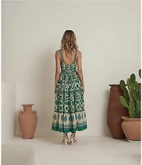 Mo Maya Mojo Printed Sweetheart Neckline Sleeveless Bustier Midi Dress
