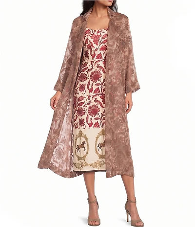 Mo Maya Ruby Floral Light Weight Long Jacket