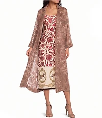 Mo Maya Ruby Floral Light Weight Long Jacket