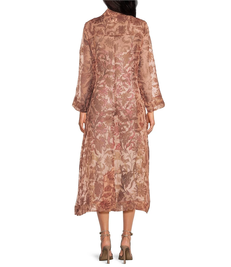 Mo Maya Ruby Floral Light Weight Long Jacket