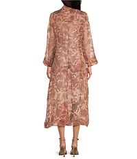 Mo Maya Ruby Floral Light Weight Long Jacket
