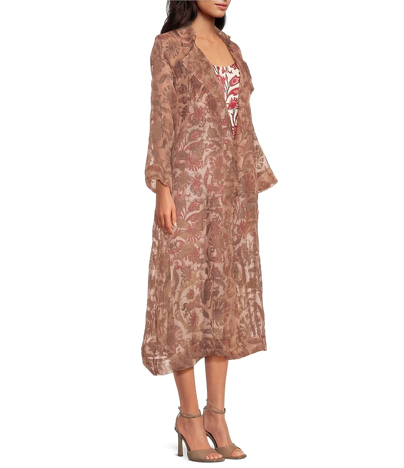 Mo Maya Ruby Floral Light Weight Long Jacket