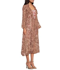 Mo Maya Ruby Floral Light Weight Long Jacket