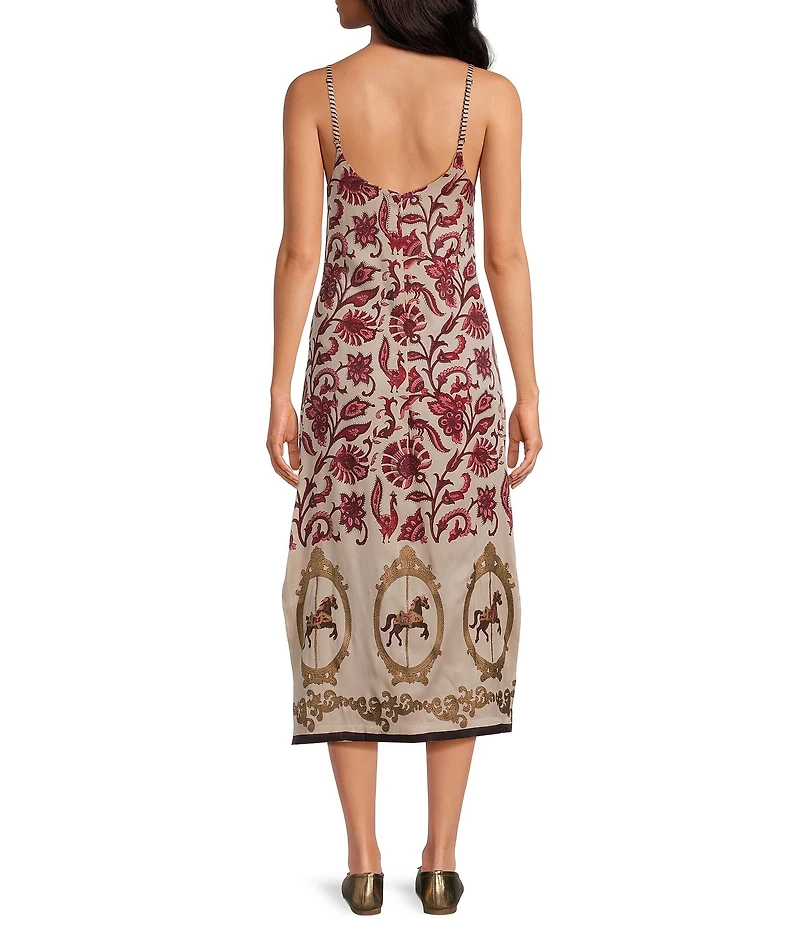 Mo Maya Ruby Floral Print Slip Dress