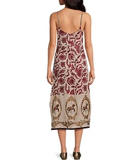 Mo Maya Ruby Floral Print Slip Dress