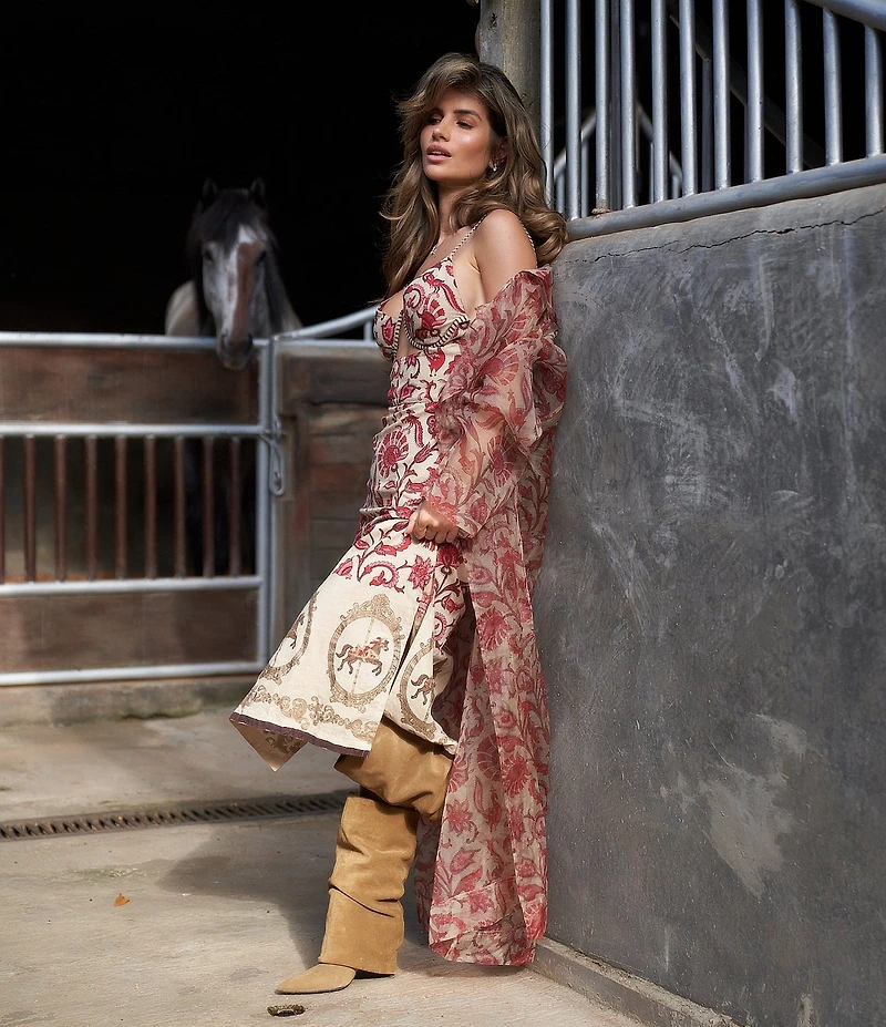 Mo Maya Ruby Floral Print Slip Dress