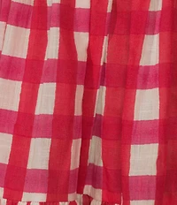 Mo Maya Runa Check Print V-Neckline Sleeveless Mini Dress