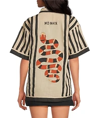 Mo Maya Sonoran Coordinating Snake Print Collared Button Down Top