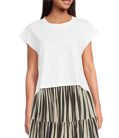 Mo Maya Sonoran Crew Neck Snake Design Knit Tee Shirt
